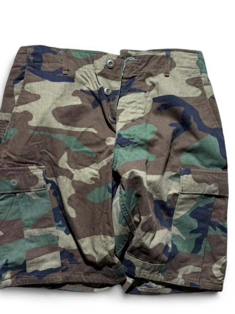 Classic Woodland Camo Cargo Shorts - Green/Brown/Black